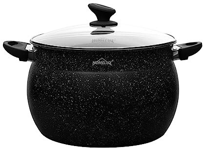 Olla Homelux de 28 cm para inducción con tapa de cristal, revestimiento antiadherente, 12,5 l, para todo tipo de fuegos (H-C28)