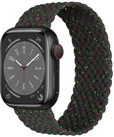 Geflochten Solo Loop für Apple Watch Armband 45mm 44mm Ultra 49mm 42mm 40mm 41mm 38mm Band Herren/Damen,Dehnbarer Nylon Verstellbar Elastisches Strap für Apfelband die iWatch series 8 7 6 5 4 3 2 se