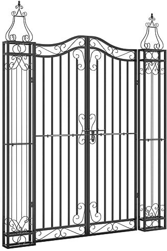 vidaXL Puerta de jardín de Hierro Forjado Negro 121x8x150 cm