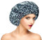 Fishent Shower Cap, Large Shower Caps for Women Reusable Double Layer Waterproof, Adjustable Extra Large Shower Cap for Long Hair and Braids (Blue Leopard)