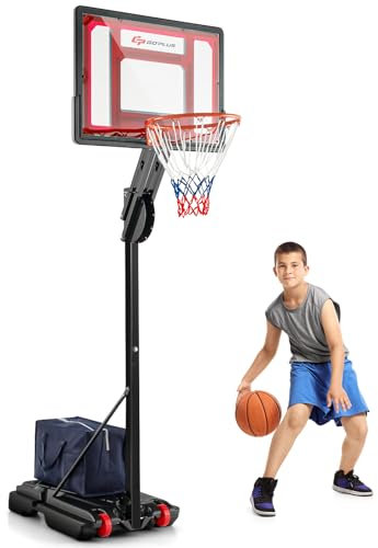 KOMFOTTEU Panier de Basket-Ball en PE et PVC pour l'Extérieur, 10 Niveaux de Hauteur réglables 155-310 cm, Support de Basket-Ball Portable Mobile, Base de Basket-Ball, pour Enfants et Adultes