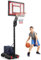 KOMFOTTEU Basketballkorb mit Ständer, mobiler Basketballständer 106-260cm höhenverstellbar in 10 Stufen, Basketballanlage für Kinder & Erwachsene, Basketball Korbanlage inkl. Gewichtstasche
