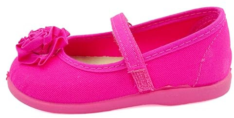 PULIDINES - Mercedita in tela per bambina con un fiore bambino bambina, Fucsia, 24 EU
