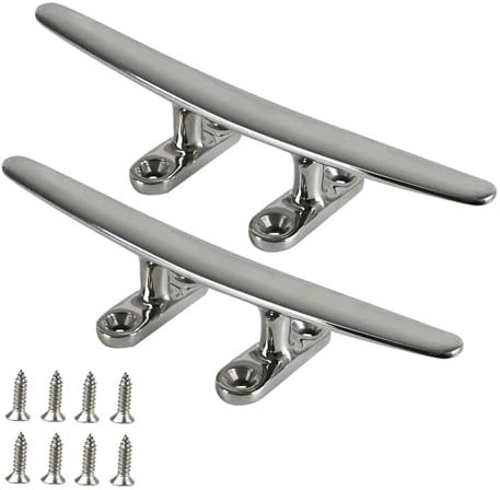 KOVNISE 2 Pcs 5 Rope Cleat 316 Stainless Steel Boat Mooring Accessories Boat Cleat Open Base Kayak Rope Tie Cleat Silver Heavy Duty Marine Base Cleat for Docks Ports Yachts Pool Coastal Decorations