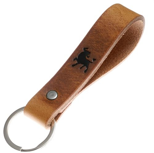 ELBERCRAFT® Schlüsselanhänger Leder Stier der Schlüssel Organizer für deine Schlüsseltasche keychain made in Germany braun Gravur schwarz
