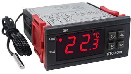 Controlador de temperatura del termostato Digital Led STC-1000 AC 110V 220V 10A regulador del termostato de dos relés con refrigerador del calentador (Color : STC-1000 24V)