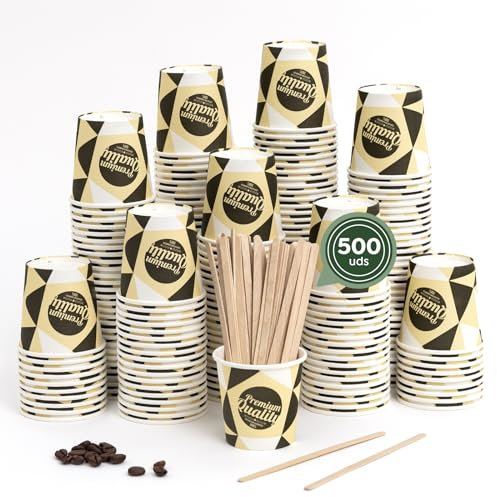 Horeca Collection MAXI PRODUCTS - 500 Pezzi Bicchieri Caffè Monouso con Palletina - Bicchieri Cartone 120 cc - Bicchieri Usa e getta Catering - Bicchieri Caffè da asporto - Adatto BEVANDE CALDE E