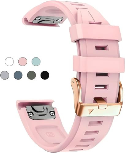KDEGK Bracelet de montre en Silicone pour Garmin Fenix ​​6S 5s 7S, 20mm, pour Fenix ​​6s Pro 5s Plus, boucle en or Rose, remplacement rapide(Nice Pink 5.3-8.2)