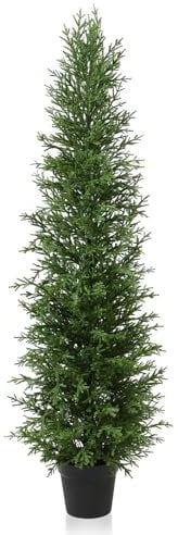 Kazeila 150cm Artificial Plants Outdoor Artificial Cypress Tree,UV Resistant Rated Fake Conifers Trees for Home Garden Front Porch Decor(1Pack)