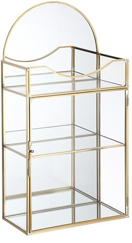 TOLIDA Schmuckschachtel aus Glas,Transparentes Schmuck Display Organizer mit Tür und Riegel Schmuckkiste mit 3-fächer Vitrine für Make-up Halskette Parfüm Ohrringens Ringe Haarbänder als Deko,Geschenk