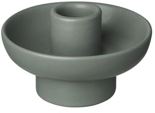blomus Kerzenhalter -Vela- | Farbe Agave Green | ⌀ 9 x 4H cm | Kerzenständer Grün | Passend für Ø 22cm Kerzen | runder Kerzenleuchter aus Steingut
