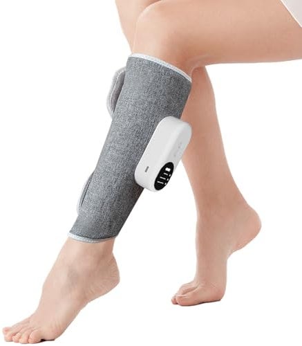 Massage Mollet, Masseur de Jambe Chauffant Sans Fil, Masseur de Mollet Rechargeable pour la Circulation avec 3 Intensités et 3 Modes, Massage Jambes Pressothérapie, Taille Ajustable |Minuterie 15 Mins