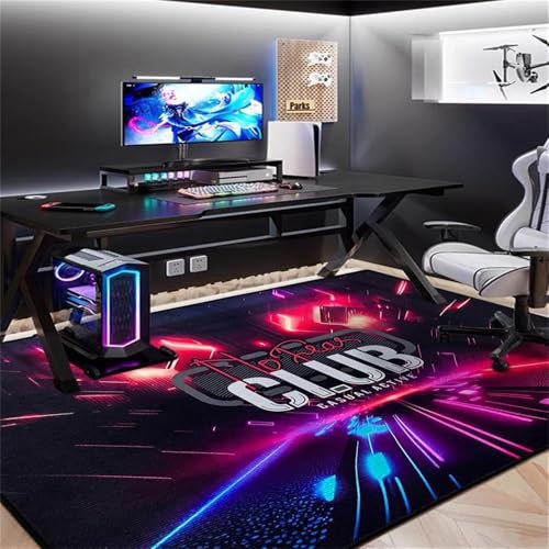 Rug Game Console for Bedroom Sofa Playroom Gaming Black Purple Crawling Mat Rugs Gamer Decorative Floor Mat Carpet Boy Room Decor Video Game Printed Non-Slip Kid Casual Rugs (Black 1, 80x120cm)