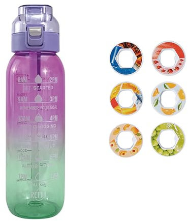 Trinkflasche mit Geschmack, Trinkflasche 1L Air Bottle, Wasser Flaschen mit 6 Pods Original, Zuckerfrei, Up Flasche mit Geschmack, Wasserflasche mit Geschmack, Trinkflasche Geschmack, Lila