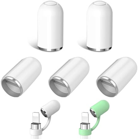 DAXINGXING Magnetischer Ersatz für Apple Pencil (5 Stück) für Apple Pencil 1. Generation, mit Silikon-Schutzhülle, Anti-Wurf-Stiftkappenhülle