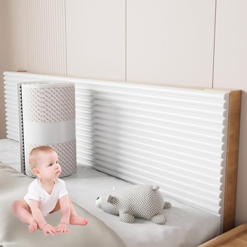 APMOE Panneau Coussin Mural Tete de Lit, Panneau Tete de Lit à Coller, Mousse de Protection Panneaux Muraux Rembourrés pour Enfant Autistes, Anti-Collision Panneau Mural Decoratif(Blanc,30x200 cm)