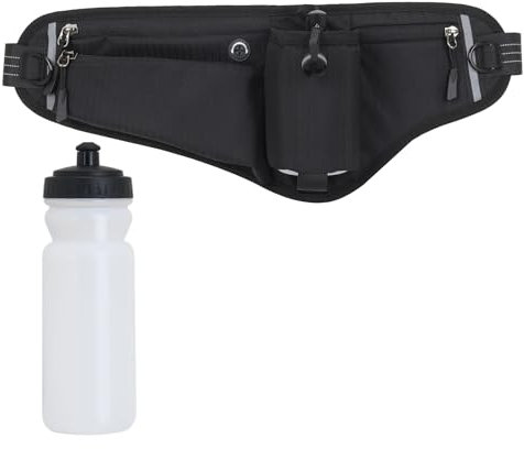 Cinturón De Botella De Agua,Riñonera Running Deportiva Mujer Hombre,Cinturón De Hidratación con Botella,Soporte Plegable para Botellas De Agua,con Hervidor De Agua De 600ml,Negro,Kiuiom