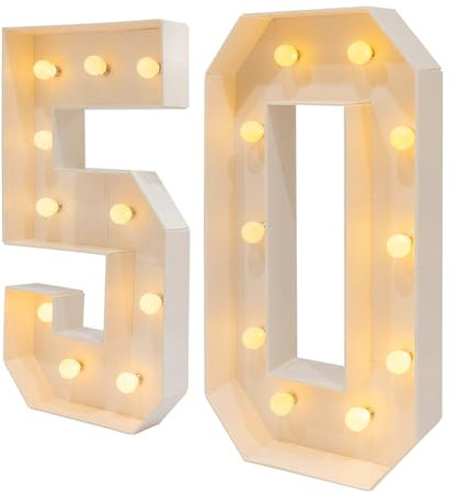 CHFUNE Nummer Licht 3D(50) Dekorative LED-Zahlen Deko Licht Leuchtende Zahlen für Hochzeit, Geburtstag, Party, Weihnachtslampe Produkt Höhe 100cm [Energieklasse A++]