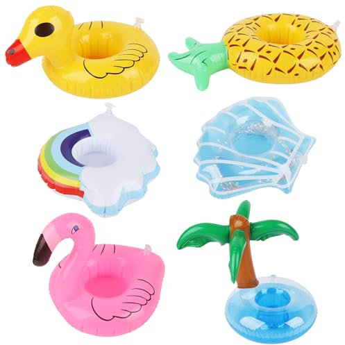 Getränkehalter Pool, 6 Stück Schwimmender Getränkehalter, Aufblasbare Getränkehalter, Pool Getränkehalter Schwimmend für Sommer Poolparty Beachparty