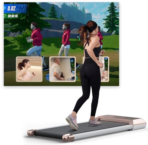 Walking Pad Raceable Lacuffy 2,5 HP, Max 136kg Laufband für Zuhause, Laufband Schreibtisch mit Smart App-Steuerung, Treadmill mit Trainingseinheiten und Multiplayer-Laufwettbewerben