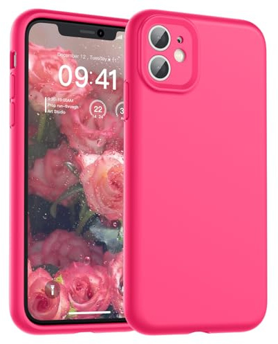 SUPFINE Designed for iPhone 11 Case,Premium Liquid Silicone with [Soft Anti-Scratch Microfiber Lining][Upgraded Camera Protection] Slim Shockproof Protective Phone Case for Men Women Girls,Hot Pink