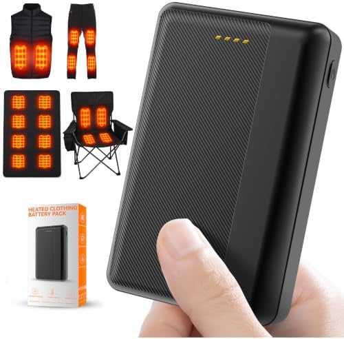 20000mAh Powerbank für Heizwesten, Heizjacken mit Ladezubehör | 5V / 3A USB-Anschluss Ersatz-Akku für Heizstühle und Heizkissen, Heizmäntel und Heizdecken