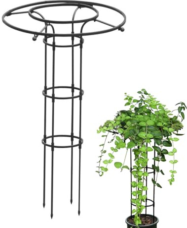 Tezklc Garden Trellis for Climbing Plants - Vertical Houseplant Support | Vertical Garden Metal Umbrella Trellis Tower Frame for Climbing Plants and Flowers
