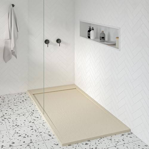 KOES - Receveur de douche en résine modèle AMUR – 90x100 – Crème RAL 1013