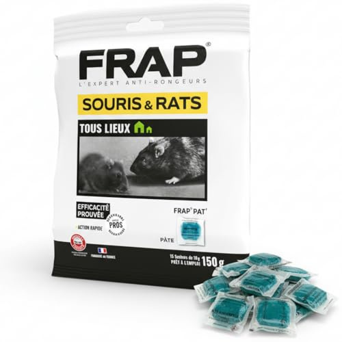 RATEX 360 Pack Raticide Professionnel Rats & Souris Diféthialone 0,25% – Appât Très Puissant Rats Résistants – Infestations Sévères Maison Cave Grenier – Sachet Blanc - 150 g