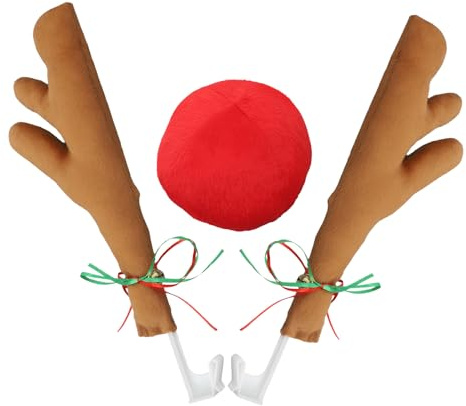 KAILIKETIY Weihnachts Autodekoration Geweih aus Stoff Stabiles Design Rostbeständig Festliche Auto Rentier Deko für Weihnachtszeit 1 Satz