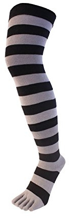 TOETOE - Essential Women Everyday Cotton Over-Knee Toe Socks (1 Pair) (US, Numeric, 4, 11.5, Regular, Regular, Black&grey)