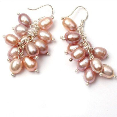 Sweet & Happy Girl's Store 5-6mm x 7-8mm Perle Catenulated baumeln Ohrringe Sterlingsilber-Haken