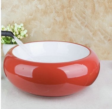 GOWE Artistic Wash Basin Countertop Hand Painting Washbasin Ceramic Sink Brass Tap Faucet Basin