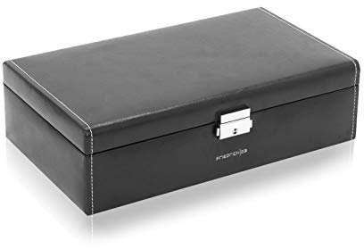 Friedrich|23, Uhrenkoffer, Für 10 Uhren, Leder-Optik, 30 x 17,5 x 8,5 cm, Abschließbar, Bond, Schwarz, 20068-2