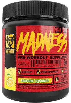 MUTANT Madness | Pre Workout Powder Supplement Performance and Pump Blend Includes L-Citrulline, Beta-Alanine, Taurine, L-Tyrosine | 30 Serving | Roadside Lemonade
