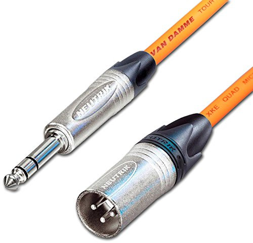 Male XLR to ¼ TRS Jack Lead. Balanced STAR QUAD Mic Cable. Short 10m 6m 3m 20m (4m, Orange)