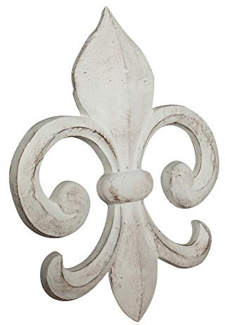 Dekorative Kekse in Form einer Lilie, aus Holz, antikweiß, L63 x PR6 x H48 cm, hergestellt in Italien