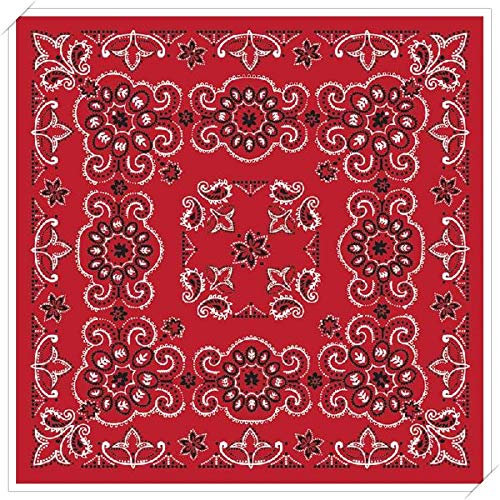 Western Ranch Bandana Halstuch Nikkituch Kopftuch Baumwolle Paisley XL 70 x 70 cm (Rot)