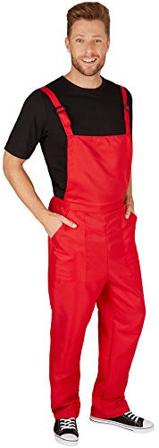 tectake dressforfun Unisex Latzhose | Kostüm für Handwerker, Gärtner, Bauarbeiter, Neonlook oder auch Bad Tasteverkleidung (Rot | L | Nr. 301466)