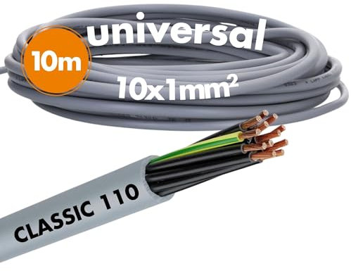 Lapp 10 Meter 1119210 Ölflex Classic 110 PVC-Steuerleitung 10x1 mm² mit grün-gelben Schutzleiter 10G1,0 mm² I Mantelleitung I Kabel 10 adrig