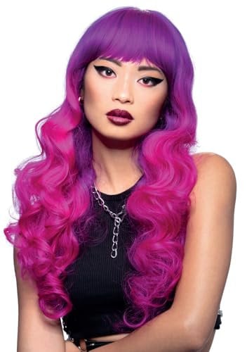 Smiffys Parrucca Manic Panic® Fuchsia Passion™ Siren™, capelli lunghi con frangetta e con punte arricciate, stilizzabile a caldo