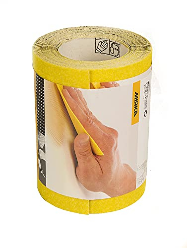 Mirka Schleifrolle Basic Yellow 115 mm x 5 m P180 | Ideal für Hartholz Weichholz Farbe Spachtel Kunststoff vielseitig einsetzbar hohe Schleifleistung langlebig