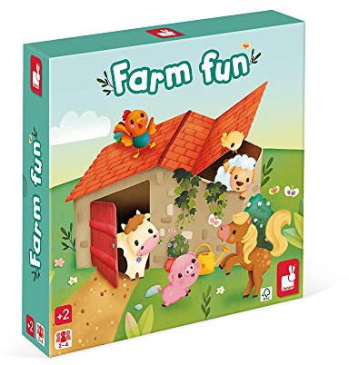 Janod - Fun Farm - Gesellschaftsspiel für Kinder - Pappe und Massivholz, FSC-Zertifiziert - Ab 2 Jahren, J02641
