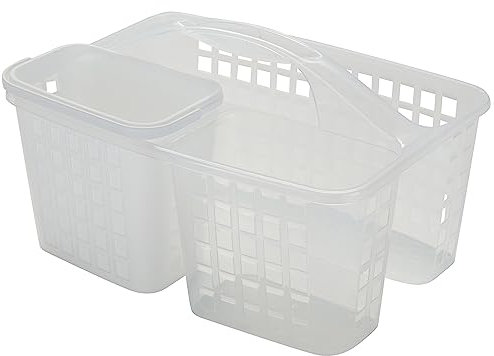 Bath Bliss 2 in 1 Portable Bath Tote, Bathroom Shower Caddy for Shampoo, Conditioner, Soap, and Cosmetics, in White Badetasche, Weiß