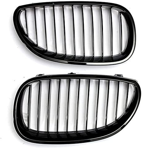 Kühlergrill Gitter Grill Ersatz Auto Nieren Doppelsteg Sport für BMW 5er E60 E61 M5 2003-2009 Glanz Schwarz 51712155446,51712155447