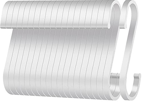 S Haken, 20 Pack Edelstahl S-förmige Haken, 8.5cm Groß Haken für Badezimmer, Schlafzimmer, Büro, Küche, Geschäft,Garten（Silber）
