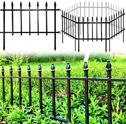 Thealyn Metall Dekorativer Gartenzaun 57cm Breit x 45cm Hoch (5 Paneele, Gesamtlänge 2,8m) Zaunpaneel Grenze Faltbarer Zaun Landschaftszaun für Blumenbeet, Hof, Tier Barriere