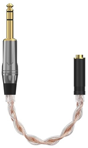 GEEKRIA Apollo 6N OCC und Single Crystal Silver Upgrade-Audiokabel, 6,35 mm Stereo-Stecker auf 4,4 mm symmetrische Buchse, Adapterkabel für hochauflösende Audiophile, HiFi-Headsets (0,7 ft / 21 cm)