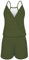 Loveternal Tuta Donna Estate Elegante Scollo a V Senza Maniche Spalle Scoperte Tuta Corta Verde Salopette Corta Spaghetti Pagliaccetto Vintage Spiaggia con Tasche, L