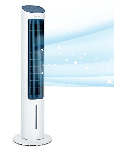 Klarstein Klimagerät Mobil, 5-in-1 Mobiler Luftkühler mit Nachtmodus, Ventilator Leise, Luftbefeuchter & Luftreiniger, Mobiles Klimagerät ohne Abluftschlauch, Turmventilator 360 m³/h, 50 Watt, Weiß